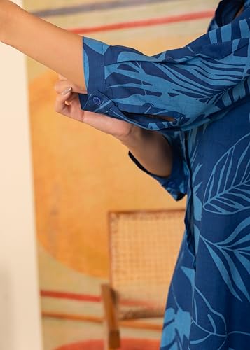 Image of LABEL ADRIJA Floral Print Pure Cotton Tunic Shirt Pant Cord Set Kurta Pant Set for Women