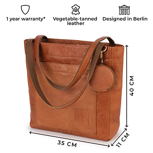 Berliner Bags Vintage Leather Tote Bag Seville, Large Shopper For Women - Brown #TOP1