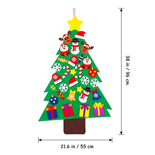 Unomor Felt Christmas Tree Set With 31Pcs Ornaments For Kids, Xmas Gifts, New Year Door Wall Hanging Decorations - 3.15Ft #TOP5