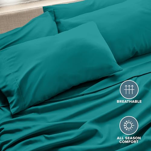 Image of Bare Home Microfiber Bulk Pillow Cases - Standard /Queen Size Set of 4 - Cooling Pillowcases - Double Brushed - Emerald Pillowcases 4 Pack - Easy Care (Standard - 4 Pack, Emerald)