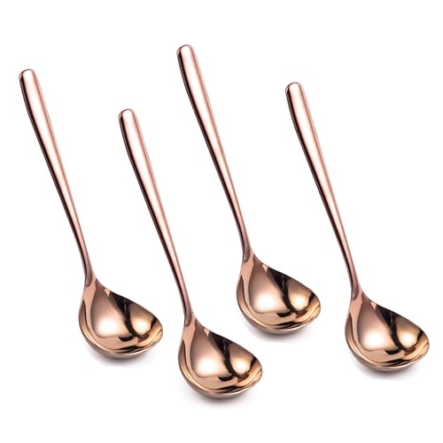 IMEEA 8-Inch Small Serving Soup Sauce Gravy Ladle SUS304 Stainless Steel Soup Spoon, Set of 4 709