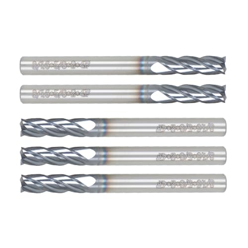 Image of WFLNHB 5PCS 3 /16 Inch 4 Flute Helix Carbide End Mill Fit for Machining Flat Surfaces Steps Grooves Formed Surfaces and Cutting Workpieces on Milling Machines