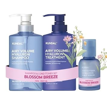 KUNDAL Airy Volume Hyaluron Shampoo + Conditioner & Serum Set, Blossom Breeze Scent - Hyaluronic Acid, Hydration, Volumizing, Moisturizing Korean Haircare Routine