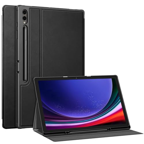 FINTIE Case for Samsung Galaxy Tab S8 Ultra 14.6 inch 2022 (Model SM-X900/X906) with S Pen Holder, Multi-Angle Viewing Rugged Soft TPU Back Cover with Auto Sleep/Wake, Black