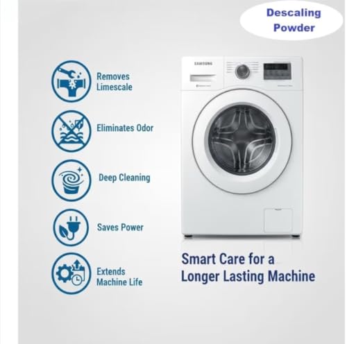 Image of Washing Machine Drum Cleaning Powder | Drum Cleaner & Descaler for Samsung Front Load & Top Load Washing Machines | Limescale Remover, Dirt & Bad Odour Cleaner | Pack of 4