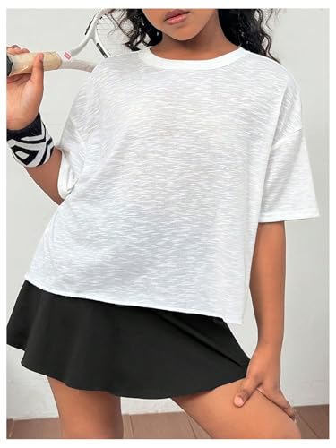 Girl's Open Back Backless Tops Cut Out Short Sleeve Crew Neck Sports Athletic T Shirts Boxy Tee2