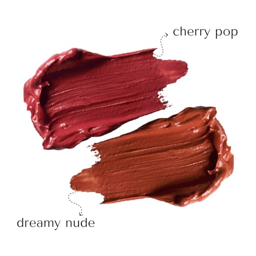 Image of Bella Vita Organic Perfect Pairing Duo | Kiss Proof Liquid Lipstick | Cherry Pop + Dreamy Nude | Transfer-Proof | Smudge-Proof | Intense Moisturisation | 18-Hr Stay | Ultra Matte Finish | 4.5Ml Each