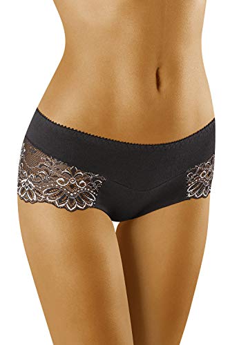 Wolbar Femme Slip Shorty Dentelle WB420, Noir,L – vue 3