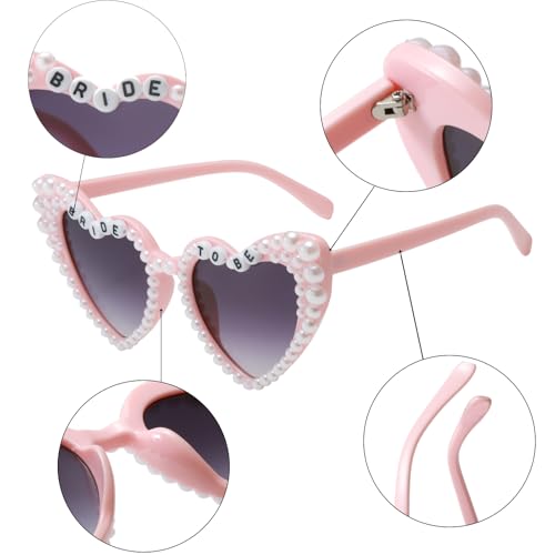 Long Keeper Pearl Heart Shaped Sunglasses for Women Bride To Be Heart Glasses Bachelorette Party Bridesmaid Bride Sunglasses4