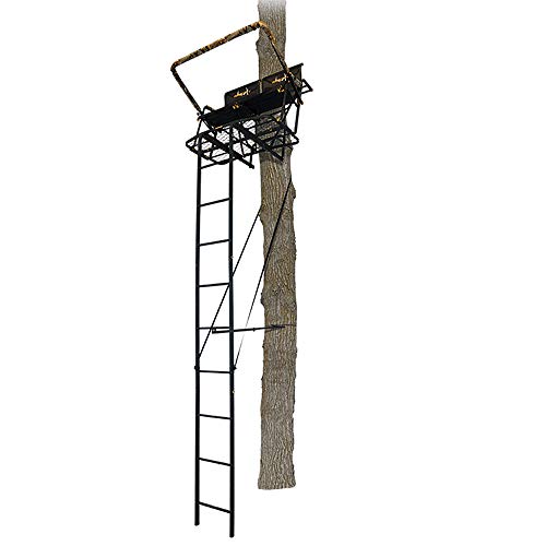 Muddy MLS2800 Rebel 2.5 Tree Stand 17' Ladder Stand, Lumbar Style 1.5 seat Design, Flex-Tek Seats flip up for Full Platform use, Black, One Size