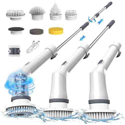 Image of 9-in-1 Wireless Electric Cleaning Brush: Rotatable, Multifunctional for Bathroom, Kitchen, Windows & More