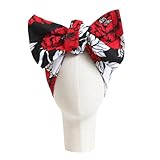 JUNE AND JUSTIN Extra Long Wide Vintage Style Handmade Cotton Wired Headband, Dolly Bow, Hair Wrap, Hair Accessory for Pixie Cut, XXL- 40 1/2'' * 5 1/2'' Inches (Rose & Skeleton, XXL)