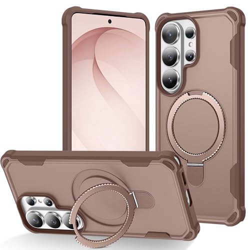 Coque Samsung S26 or désert rigide en silicone magnétique avec anneau