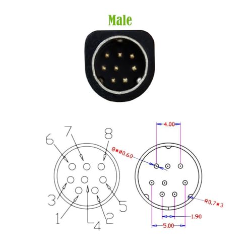 Câble mini DIN 8 broches pour connecter vos instruments électroniques coudé