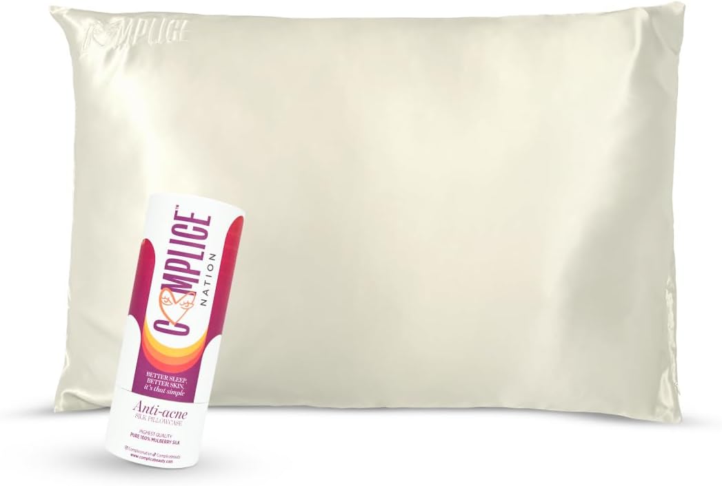 Mulberry Silk Pillowcase 22 Momme Grade 6A – 100% Pure Silk for Skin, Hair & Acne Control, Machine Washable Oeko‑TEX® Certified, Cooling Wrinkle‑Free Beauty Sleep – Queen by Complice Nation