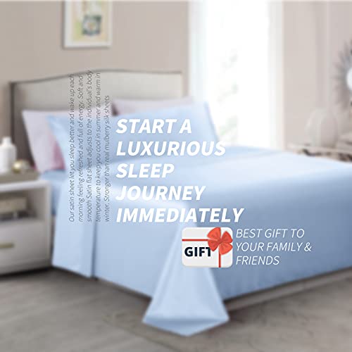 Cobedzy 1 Pcs Satin Pillowcase, 20X54 Body Pillow Covers Cooling, Breathable Light Blue Body Pillow Cases, Soft Silky Body Pillowcases With Envelope Closure #TOP6