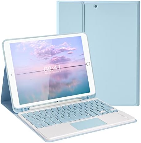 10.2&10.5 Inch iPad Keyboard Case with Touchpad, LAMA Wireless Keyboard for 10.2&10.5" iPad(9th 2021/8th 2020/7th Generation 2019, iPad Air 3 2019,iPad Pro 2017)Detachable Keyboard &Pencil Holder,BL