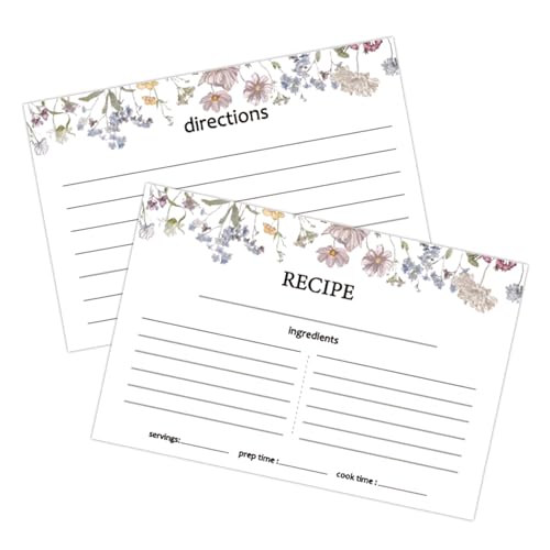 Laroder 50 Pack 4x6 Recipe Cards Double Sided for Wildflower