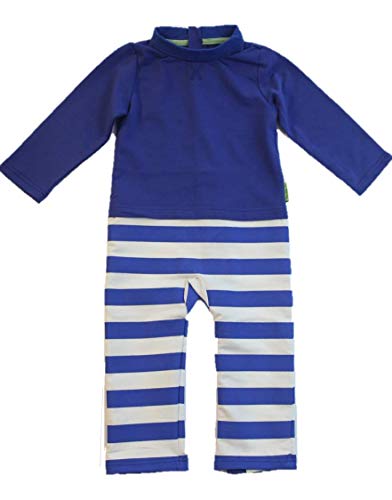 Terrible 2's Strip Proof One-Piece Romper with a Back Zipper in Blue/White
