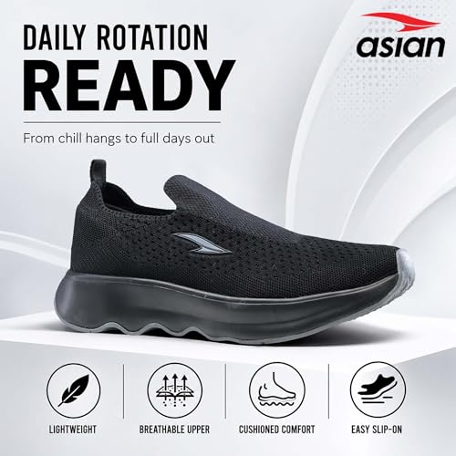 Image of ASIAN Men Wind PRO-08 Casual Wear and Walking Shoes Without Laces for Men & Boys with Upper Mesh Fabric - Lightweight, Comfortable, Breathable, and Perfect for Walking and Daily Use