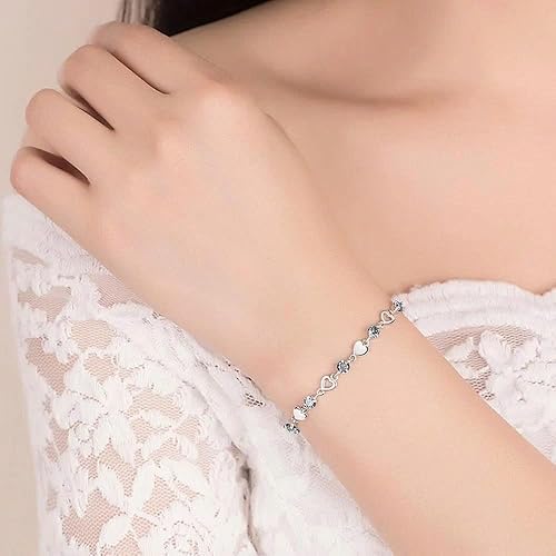To My Daughter Bracelet, Silver Heart Chain Bracelet with Shiny Stones, Perfect Birthday or Graduation Christmas Gift for Daughter with Message Card Gift Box - Image 6