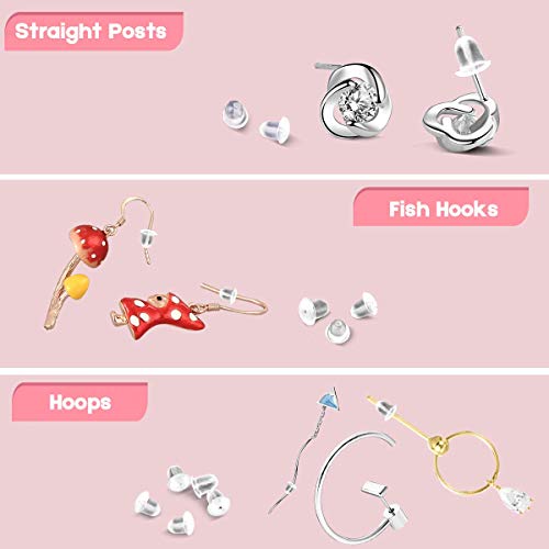 Image of Silicone Earring Backs Earring Backings Soft Clear Ear Safety Back Pads Backstops Clutch Stopper Replacement for Fish Hook Earring Studs Hoops Diameter 4mm (300)