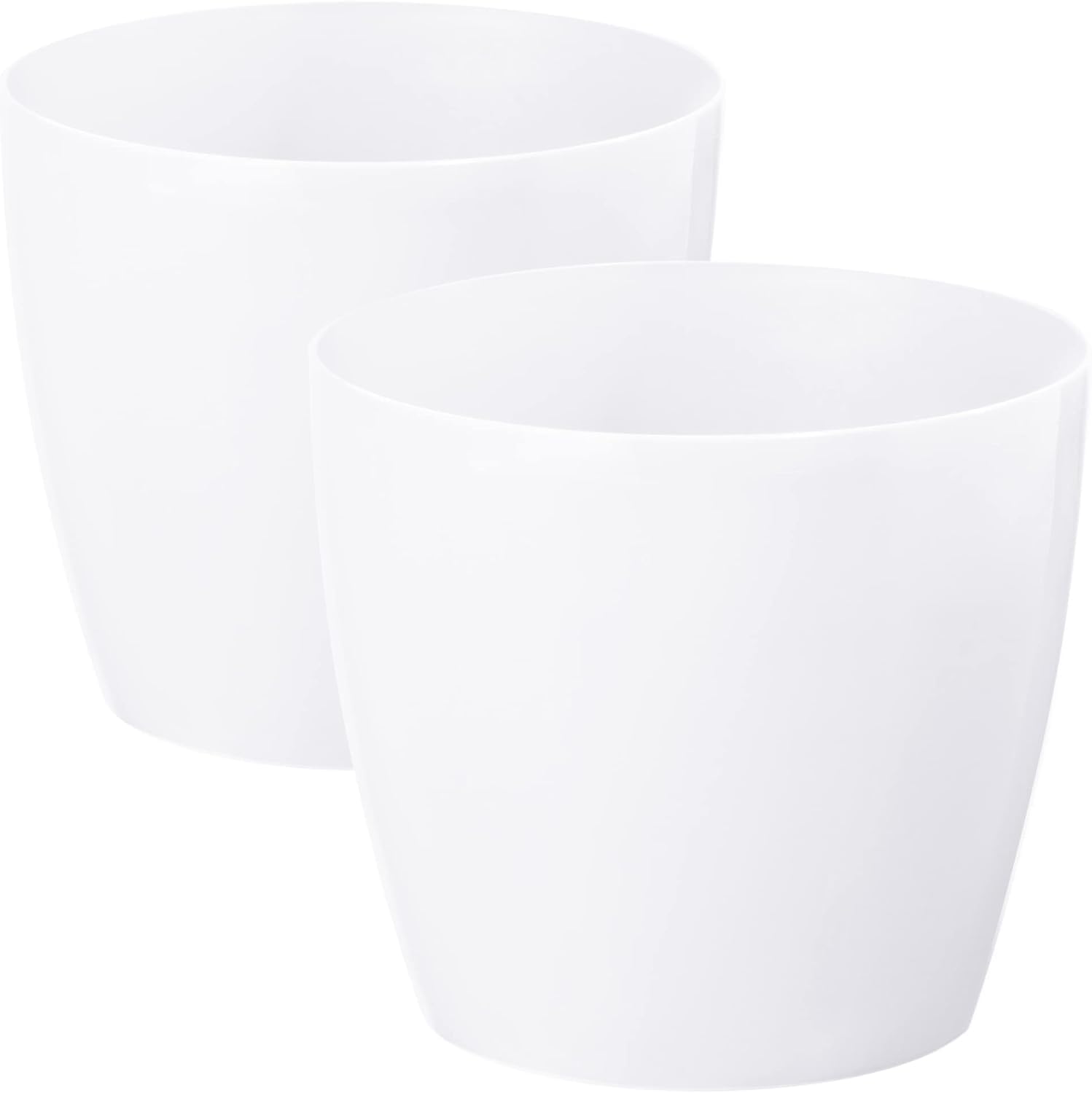 Pots de fleurs brillants - Pots de décoration pour fleurs et herbes - Pots de plantes ronds en plastique durables et légers pour salon et salle à manger, cuisine, terrasse, balcon - Lot de 2