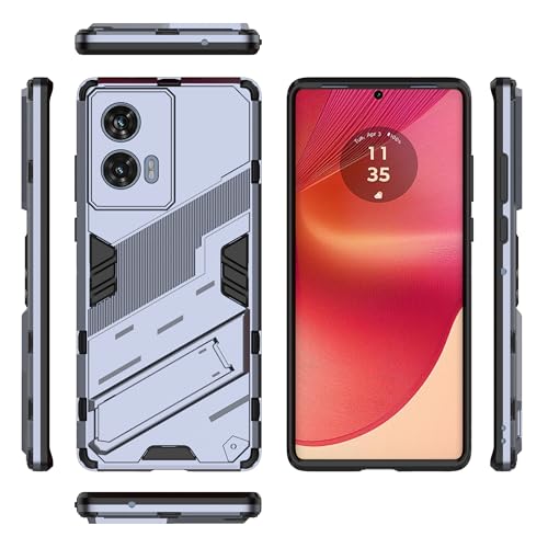 Image of Back case Plastic Shock Proof & Kickstand with Camera Protection Hybrid Back Cover Case for Motorola Edge 50 Fusion, Motorola G85 5G (Grey)