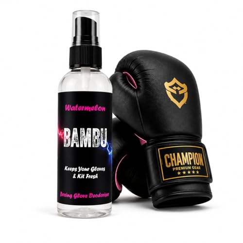 Antibacterial Boxing Deodoriser Glove Spray Odour Eliminator for Boxing Kickboxing MMA & Gym Gear Refreshing Sports Spray Fights Bacteria - Boxing Gifts - Watermelon 100ml - Bambu