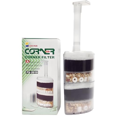 水槽 フィルター 投げ込み式フィルター 小型 ろか装置 水中 30/45/60cm水槽適用 ぶくぶく バクテリアパワー 本体 すばやく汚れ分解 金魚 メダカ 水槽コーナーフィルター (L 二層タイプ)