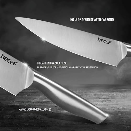 Miniatura 8 de Hecef Cuchillos Cocina Con Bloque De Madera 6 Piezas, Acero Inoxidable Facas De Cozinha, Bloque De Cuchillos Con Estante Para Tabla De Cortar, Negro