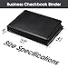 Business Check 7 Ring Checkbook Binder, PU Leather Portfolio, Built in Storage Organizer [Black]