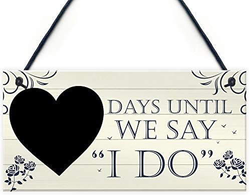 RED OCEAN Wedding Countdown I DO Chalkboard Hanging Plaque Sign Engagement Gift Fiance Mr & Mrs