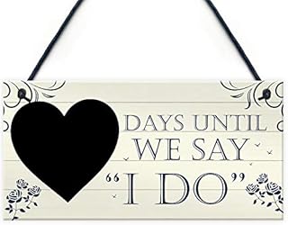 RED OCEAN Wedding Countdown I DO Chalkboard Hanging Plaque Sign Engagement Gift Fiance Mr & Mrs