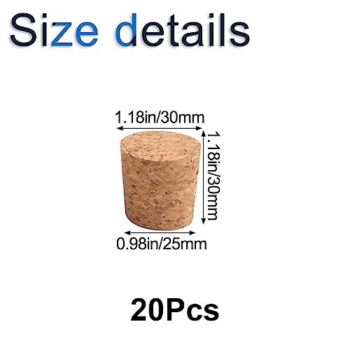 Miniatura 2 de Increway 20 Tapones De Corcho Cónicos De Madera Resistentes Para Botellas De Vino, Tarros De Cristal, 25 X 30 X 30 Mm
