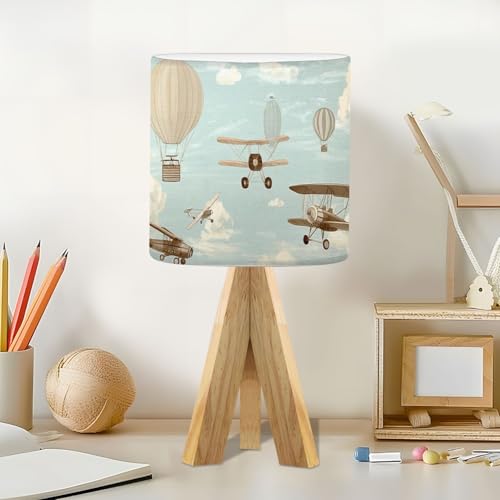 Lámpara de Mesa de Noche con Base de Madera y Pantalla de Tela miniatura 2