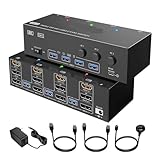 KVM-Switch 3 Computer Monitore + DisplayPort USB .0 KVM-Switcher 8K@30Hz/4k@144Hz Dreifach-Monitor DP KVM for PC Nahtlose Umschaltung