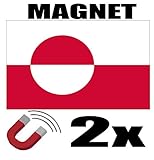 SAFIRMES Magnet-Flagge, 6 x 3 cm, Grenland, magnetisch, Kühlschrank, 2 Stück