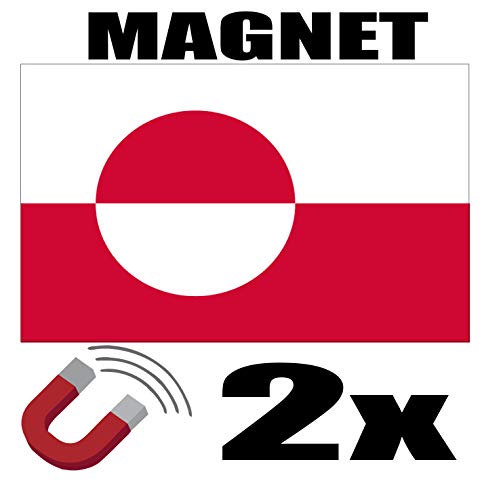 SAFIRMES Magnet-Flagge, 6 x 3 cm, Grenland, magnetisch, Kühlschrank, 2 Stück