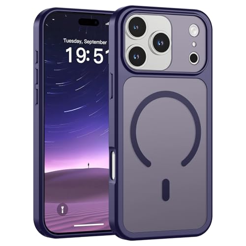 Image of SUPFINE Magnetic for iPhone 17 Pro Max Case Dark Purple | (Compatible with MagSafe)(Military Grade Drop Protection)(Camera Protection)Translucent Matte Phone Cover