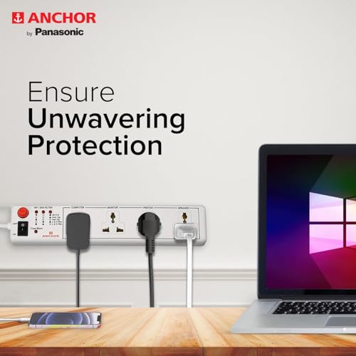 Anchor by Panasonic 4 way 6A International Socket with Single Switch | 4 Way Extension Board with 4 Mtr Extension Cord | Multi Plug Socket for Home... - Image 5