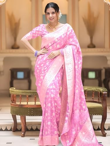 Image of Yashika Women's Pure Kanjivaram Silk Saree Soft Banarasi Style Wedding With Blouse Piece | Saree For Women | New Sari