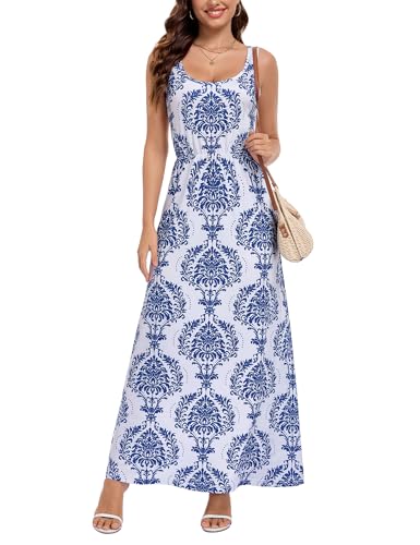 Image of Lacavocor Womens Summer Maxi Dress Tank Top Sleeveless Long Dresses