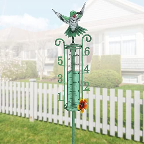 APSOONSELL Rain Gauge Outdoor - 7" Capacity Rain Gauges with Metal Stake, Green Rain Gauge Large Numbers Easy to Read for Garden Yard Lawn Decoration