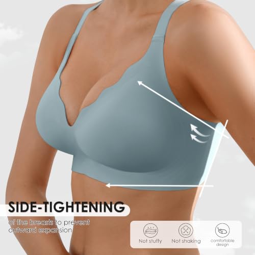 Image of Seamless Wireless Bra for Women with Support - No Underwire Full Coverage Push Up Comfort Bras - Back Fat Smoothing Bralettes