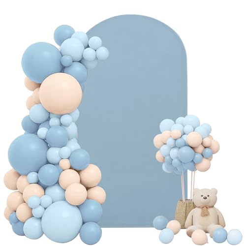 6FT Wedding Arch Cover Stretchy Fitted Arch Cover Round Top Stand Covers Double-Side Chiara Cover Backdrop Cover for Wedding Birthday Party Ceremony Baby Shower Decoration(Dusty Blue)