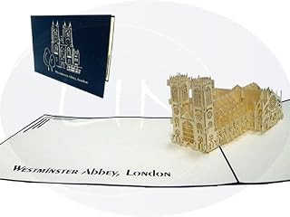 LIN Pop Up 3D Greeting Card as a Gift Card for a Trip to London, Westminster Abbey, large card (6 x 7.8 inches), (#180)