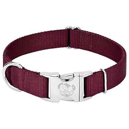 Country Brook Petz Premium Nylon Dog Collar with Metal Buckle for Small Medium Large Breeds - Vibrant 30+ Color Selection (Large, 1 Inch, Burgundy) - Image 6