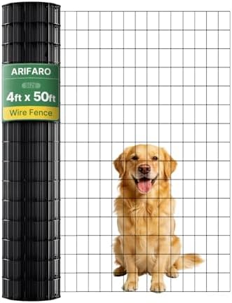 ARIFARO 1,2m x 15,2m Maschendraht Metallzaun-Gittergröße 5cm x 7,5cm - 2 mm Drahtdurchmesser mit PVC, Metallgitterrolle mit Feuerverzinkt Beschichtung für Hunde, Hühner, Rehe, Kani