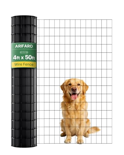 ARIFARO 1.2m x 15.2m Wire Mesh Fencing (5cm x 7.5cm Holes) Multipurpose 2mm Roll PVC Coating Hot-Dipped Galvanised Welded Garden Fence Metal Wire Mesh for Dog Chicken Deer Rabbit and Other Animals